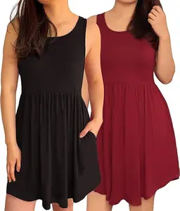 3KB Women’s Swing Tunic Dress with Pockets, Many Sizes, & Colors Casual