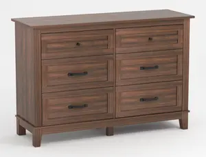 TWISTER.CK Farmhouse 6-Drawer Dresser – White Wooden Dresser with Wide Chest Drawers, French Country Storage Organizer for Bedroom & Living Room