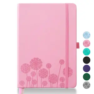 Notebook Journal for Women,A5 Hardcover Leather Journaling Notebooks for Work,200 Pages Travel Journal for Women Men with Pen Holder and Ribbon
