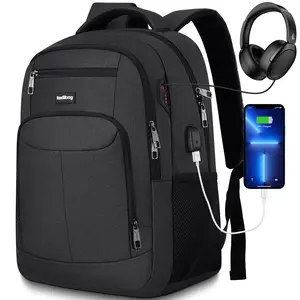 Unisex Laptop Backpack with USB Charging & Headphone Jack, Anti-Theft Water Resistant 15.6 Inch Backpack for Men Women, Business College Travel Daypack