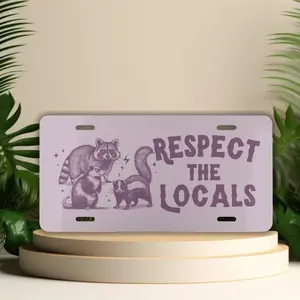 Possum License Plate, Respect the Locals, Purple Vanity Tag, Meme Car Decor, Funny Front License Plate, Raccoon Car Accessories, Gifts