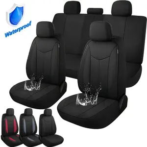 Neoprene Waterproof Seat Covers, Universal Fit Black Full Sets, Protective Interior Covers for Auto SUV, Vans, Sedans, Trucks