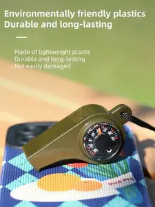 Outdoor Plastic Whistle Multi-Functional Three-In-One Survival Whistle Compass Thermometer Referee Whistle, Camping Hiking Essential Gear