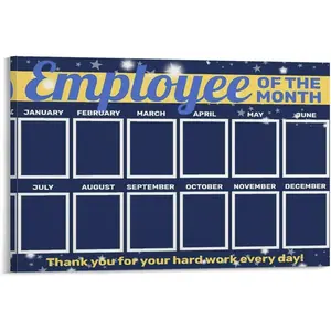 Office Stars Employee of The Month Display Poster Canvas Print Wall Art Modern Classroom Kitchen Bedroom Room Aesthetics Decor 08x12inch(20x30cm) Frame-style