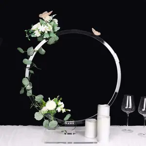 Acrylic Table Wedding Arch Hoop Stand Centerpiece Round 26" Clear - Wreath Tabletop Decor for Events