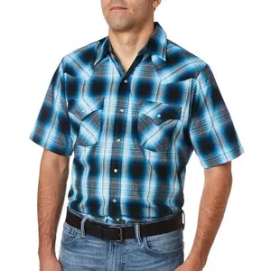 Men's Ely Cattleman Short Sleeve Plaid Western Snap Shirt