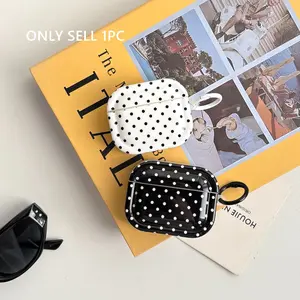 Simple Full-Screen Black and White Polka Dot Pattern Tetragonum Protective Earphone Case Suitable for AirPods Pro3 Pro2 1 2 3 4 Pro Headphone Hook Earphone Protective Cover