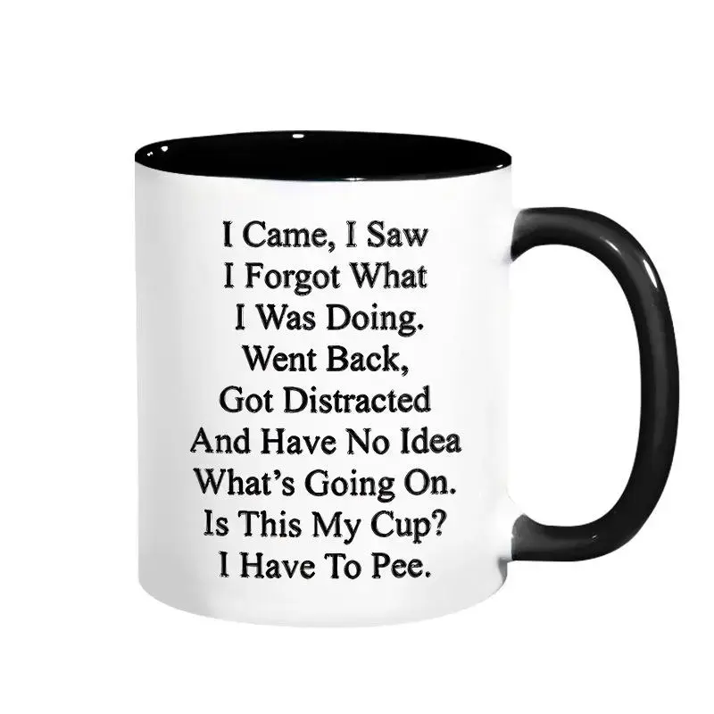 Letter Pattern Ceramic Coffee Mug, Ceramic Cups, Funny Mug for Older Adults, Coffee Cup for Home & Office, Funny Dad Mug