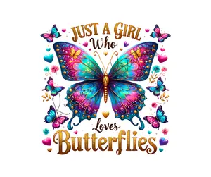 Just A Girl Who Loves Butterflies • T-shirt Tee Shirt Comfortable Unisex Top Casual Sublimation Graphic Stylish Butterfly Cute