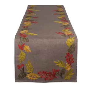 Design Imports 14" x 108" Shimmering Leaves Tabe Runner