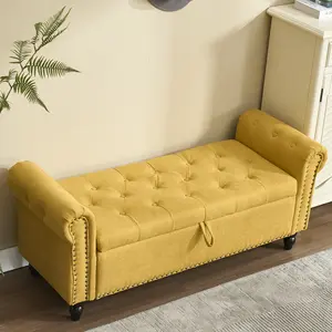 Furnimart Storage Ottoman Bench for Queen,Upholstered Storage Bench End of Bed Bench with Rolled Arms for Bedroom, Living Room,Entryway