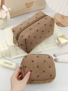 1PC/SET Velvet Rose Makeup Bag Set, Fashionable Portable Cosmetic Organizer, Multi-Functional Large Capacity Travel Storage Pouch, Handheld Cosmetic Pouch