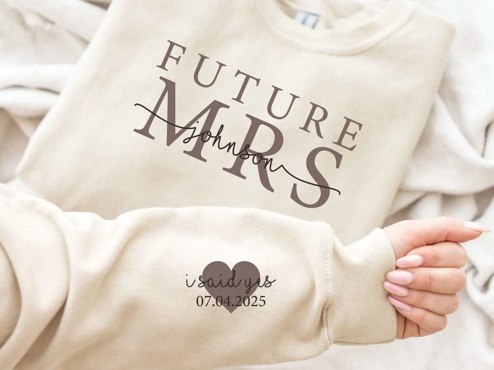 Custom Future Mrs Sweatshirt, Bride Crewneck, Engaged Sweatshirt, Engagement Gifts, Newly Engaged Gift, I Said Yes Sweatshirt, Bride Gift