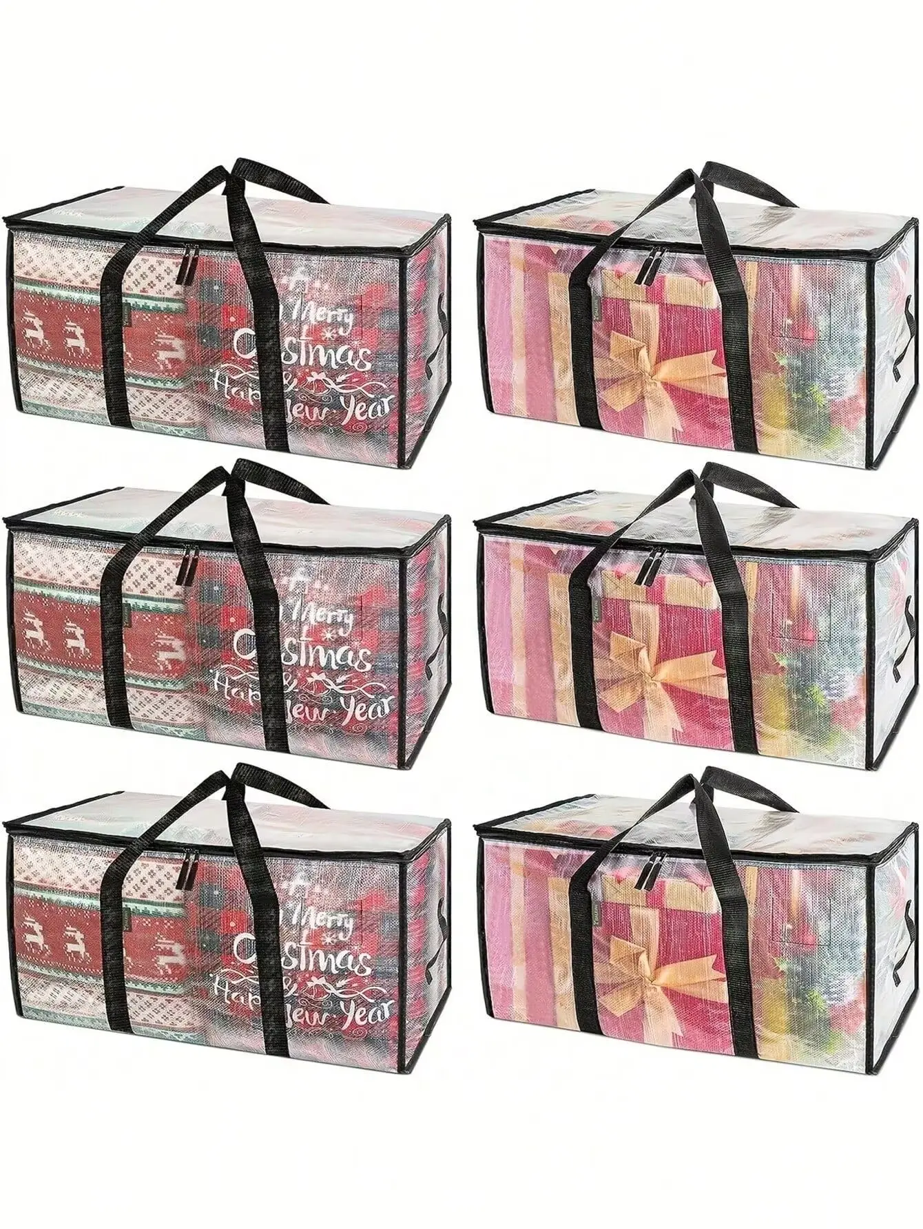6-Pack Oversized Moving Bags with Reinforced Handles, Heavy-Duty Storage Tote for Clothes, Moving Supplies (Clear, 6-Pack),back to school,dorm essentials,home decor,home essentials