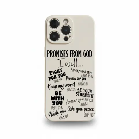 KKLLYY Aesthetic Christian Typography Phone Case with Bible Verses Included - TPU Protective Casing for iPhone 18-17-16-15-14-13-12 Pro Max Plus (White) - Christian Gift