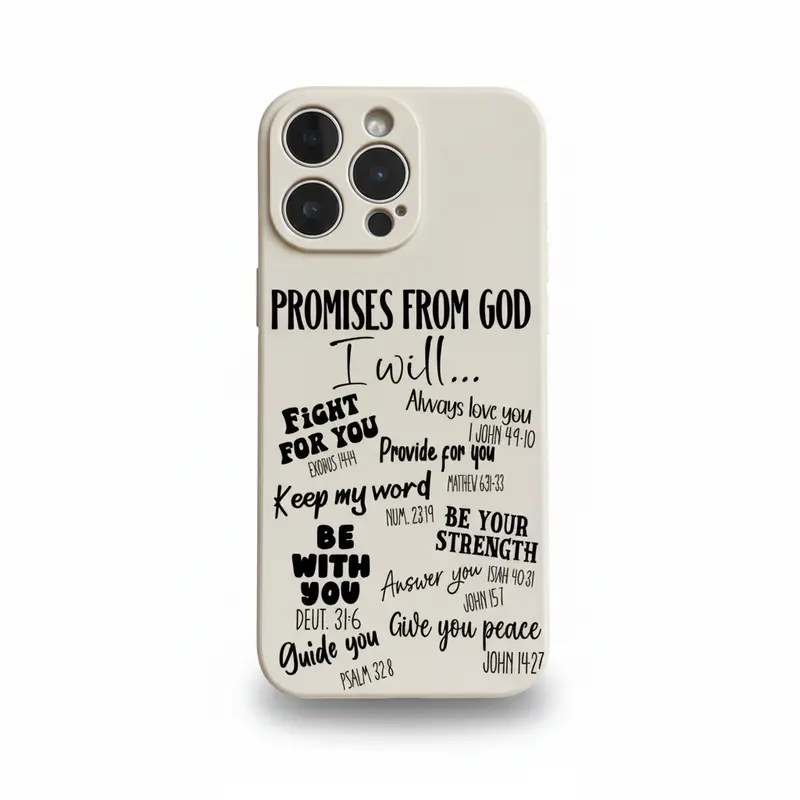 KKLLYY Aesthetic Christian Typography Phone Case with Bible Verses Included - TPU Protective Casing for iPhone 18-17-16-15-14-13-12 Pro Max Plus (White) - Christian Gift