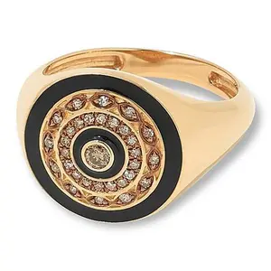 Rarities Gold-Plated .21ctw Champagne Diamond Evil Eye Ring