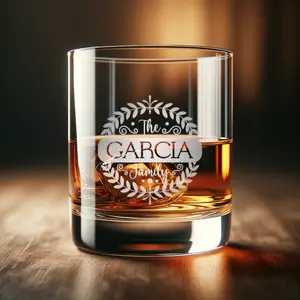 Custom Whiskey Glass with premium quality side and bottom engraving for any special occasion