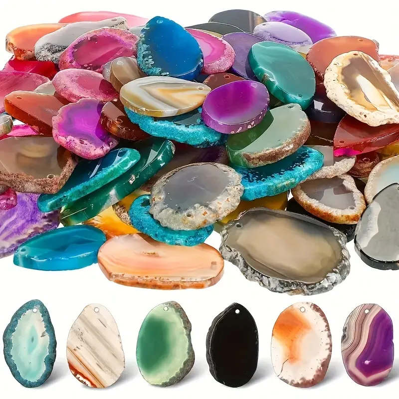 10/20/30 Pieces Exquisite Large Natural Agate Slice Set - High-Quality Jewelry Making Gemstones, Featuring Unique Shapes, Vibrant Colors, and Various Textures, Suitable for Beading and Handicrafts