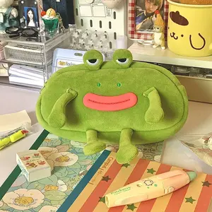 Cute Frog Plush Pencil Case, Large Capacity Stationery Bag, Desk Organizer for Students, School Supplies Storage, Office Supplies, Gift Idea