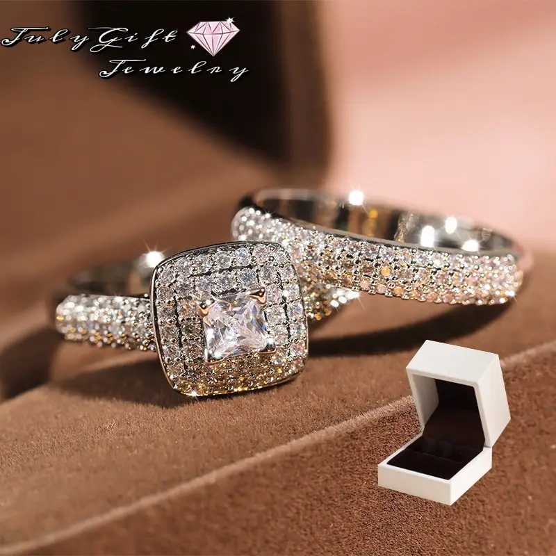 Cubic Zirconia Bridal Rings Sets Engagements Rings Wedding Bands for Women Promise Rings for her Size 5-11
