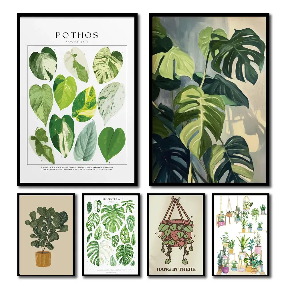 [Sale off up to 55%][Free Ship] Green Botanical Leaves Interior Art Print Houseplants Nature Indoors Calming Poster Foliage and Plant Wall Art Decor