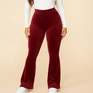 Plush Hour Flares - High-Waisted Velvet Trousers for Women, Comfortable & Stylish, Perfect for Casual Wear