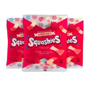 Smarties Squashies Foam Marshmallows Gummies Candy Gluten Free Gummy Candy Bulk Peanut Free - Raspberries Flavored 5 oz Candy Bags (Pack of 3)