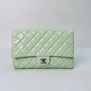 Pre-owned CHANEL Classic Flap Mint Green Patent Leather Quilted Chain Bag Base Length 17cm 2013 Item No.:N22791614