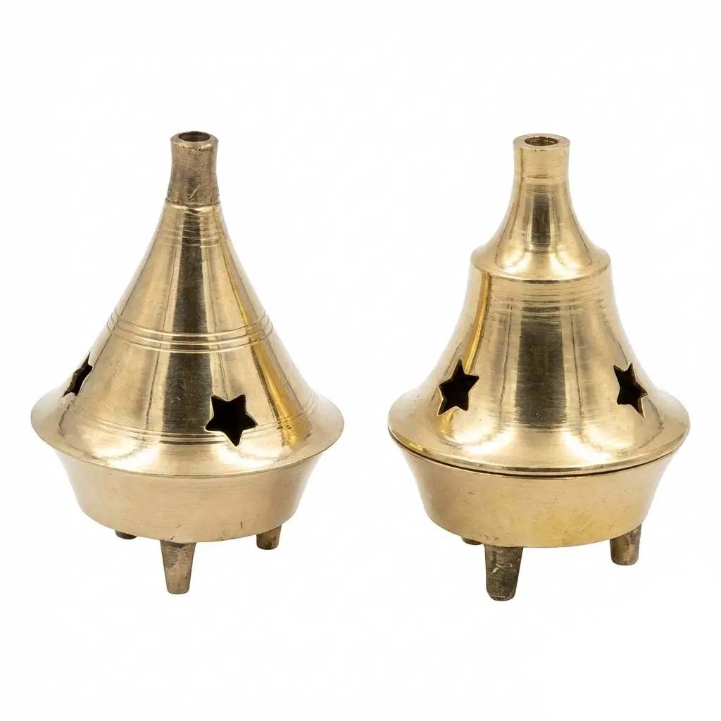 Brass Incense Burner — Compact Ritual Vessel for Cones &amp; Resin