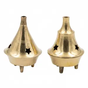Brass Incense Burner Cone and Resin Compact Ritual Vessel