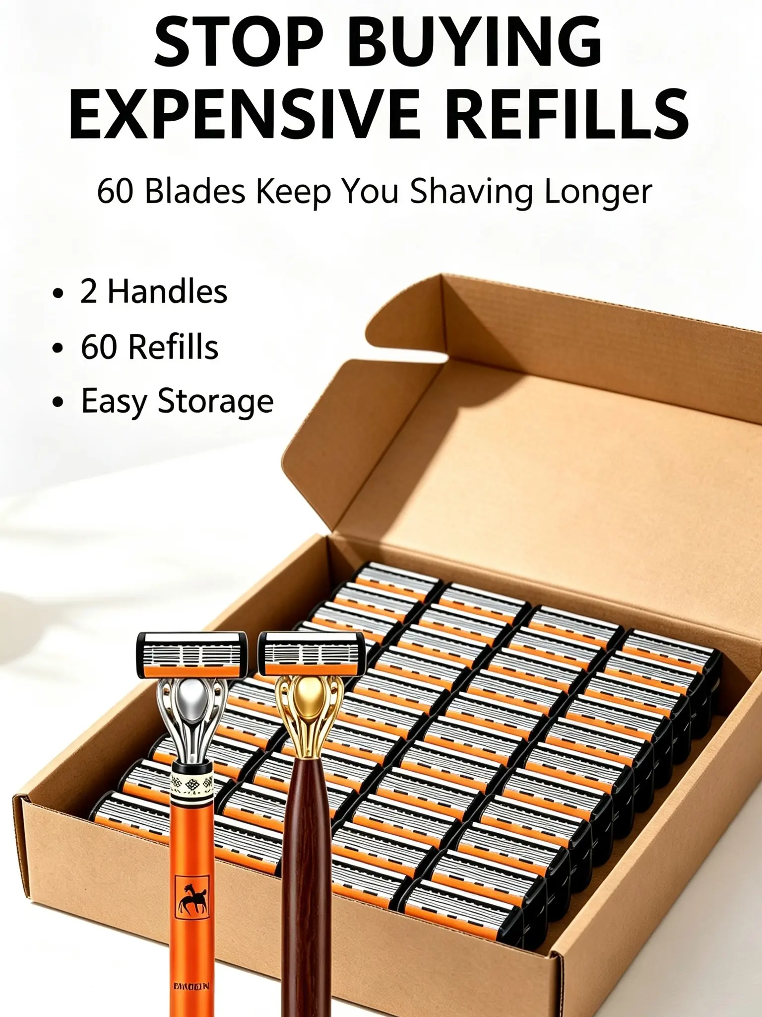 Men's 6-Blade Manual Facial Razor - Flexible Head, Ergonomic Handle, Daily Smooth Shaving Grooming Tool (Beauty & Personal Care), Smooth Shave, All Skins, Unscented