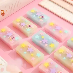 1/3pcs New Cute Star-Shaped Eraser Transparent High Color Low Dust Pencil Cleaner Office Supplies, Ideal for Art Writing Drawing, Perfect Gift