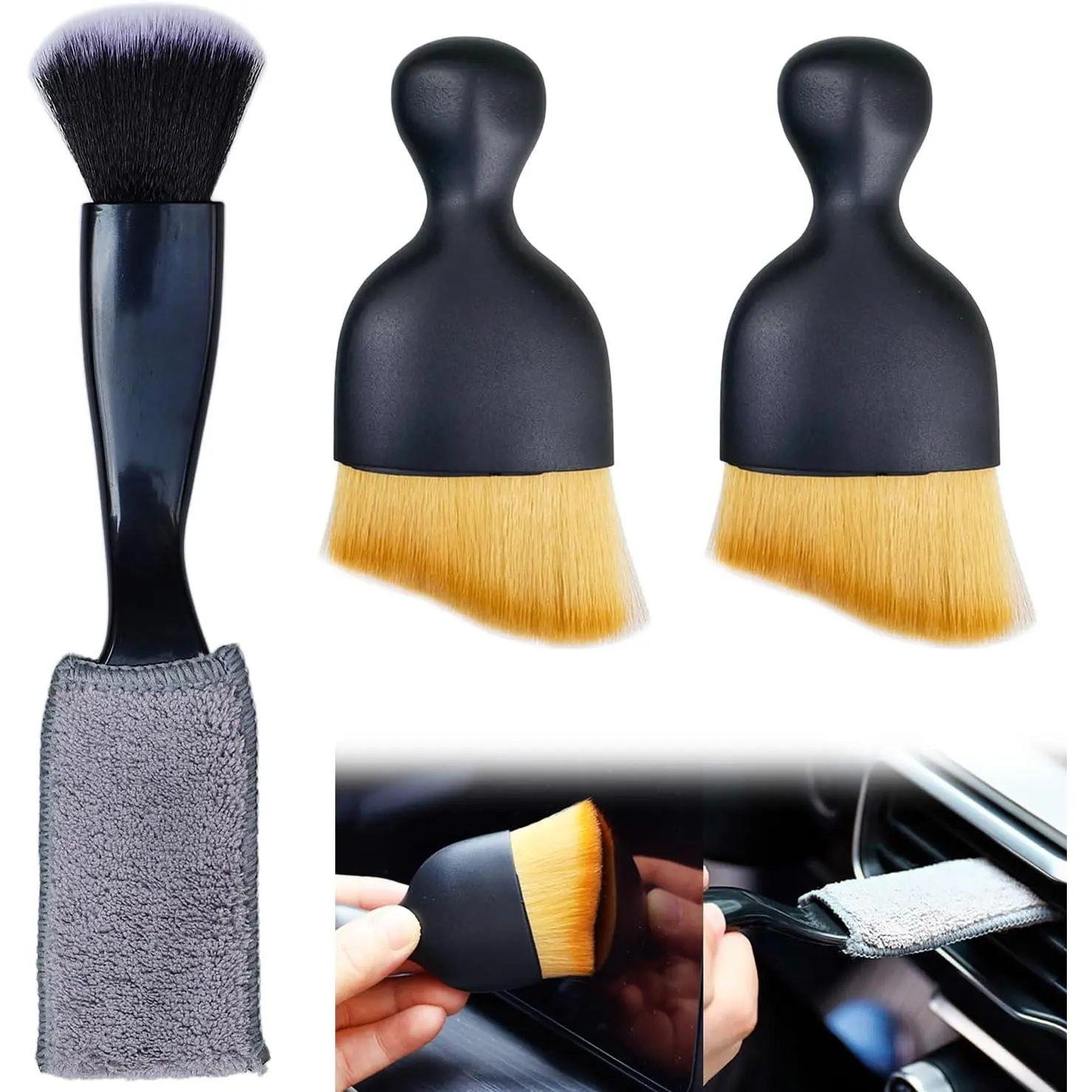 3 Pack  Interior Detail Dust Brush, Microfiber Duster Brush,  Duster,  Interior Detailing Brush, Cleaning Duster for  Interior, Air Vents, Computer, Keyboard