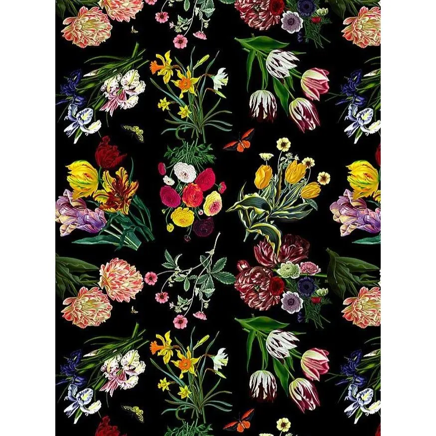 Flora & Fauna Black Non-Woven Wallpaper