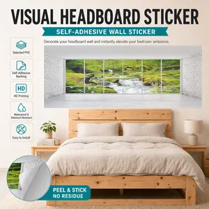 Modern Bedroom Headboard Sticker 90x180cm, Easy to Apply, High-Definition Print, Wall Decor for Apartments, Flat Sticker Type