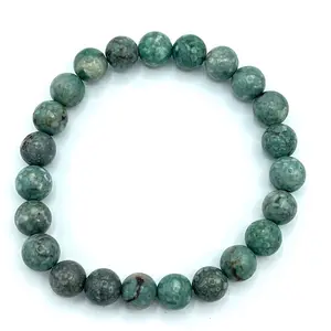 Coral jasper beaded bracelet 7” stretch crystal healing handmade anxiety fears procrastination self-esteem