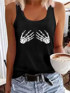 Skeleton Hands Graphic Tank Top