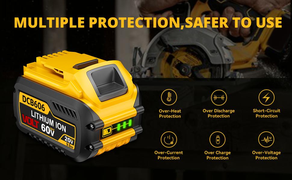 2 Packs 9000mAh 20V/60V MAX Replace for DeWalt DCB606 DCB609 DCB612 Battery Compatible with DeWalt 20V/60V 9.0Ah Batteries, Chargers and Power Tools 2 Packs 9000mAh 20V/60V MAX Replace for DeWalt DCB606 DCB609 DCB612 Battery Compatible with DeWalt 20V/60V 9.0Ah Batteries, Chargers and Power Tools