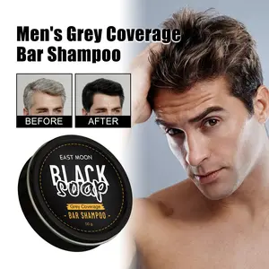 East Moon Men's Black Soap Moisturizing Black Shiny Cleansing Shampoo