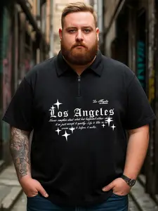 Men's Plus Size Half-Zip Polo Shirt Collar Short Sleeve Casual Summer Top, Comfortable & Stylish Design for Daily Wear