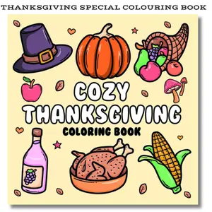 【NEW RELEASED】Cozy Thanksgiving Coloring Book: Bold and Easy Holiday Designs for All Ages with Turkeys, Pumpkin Pie, and Fall Festivities – A Perfect Gift