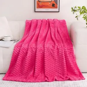 Hot Pink Throw Blanket 50"×60" inches Gifts for Mom Fuzzy 3D Jacquard Decorative Flannel Fleece Super Soft Plush Cozy Blanket for Couch Sofa Chair Lightweight