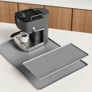 Silicone Coffee Mat, Coffee Table Mat, 24''x16'' Bar Mat with Detachable Dish Drying Mat, Fits Under Coffee Maker & Dish Rack, Kitchen Essential, Kitchenware