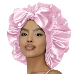 Double layer satin nightcap, silk nightcap with adjustable hair cap, women's nightcap with tie, 2026 new  women's  nightcap, gift Pink Haircare rope brajd