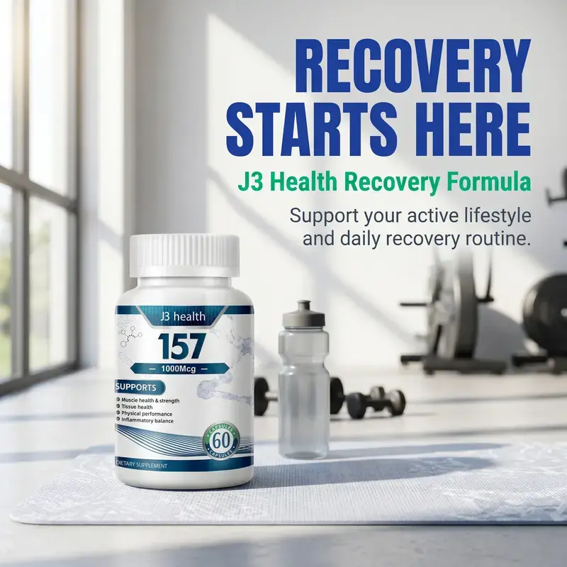 Plant-Based Recovery Support Edible Dietary Capsules - Human Adult Daily Wellness Supplement for Muscle Comfort, Joint Mobility, Gut Lining Nourishment, 60 Count