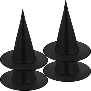 4 Pack Halloween Witch Hats – Classic Black Witch Costume Accessories for Adults & Kids, Perfect Party Props for Cosplay, Dress Up & Halloween Decorations