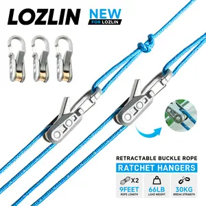 LOZLIN 6PCS Outdoor Gear Lanyard Set with Case Retractable Safety Tethers for Camping Hiking Backpacks & Tents Anti-Loss Coiled Cord Kit Travel Accessory