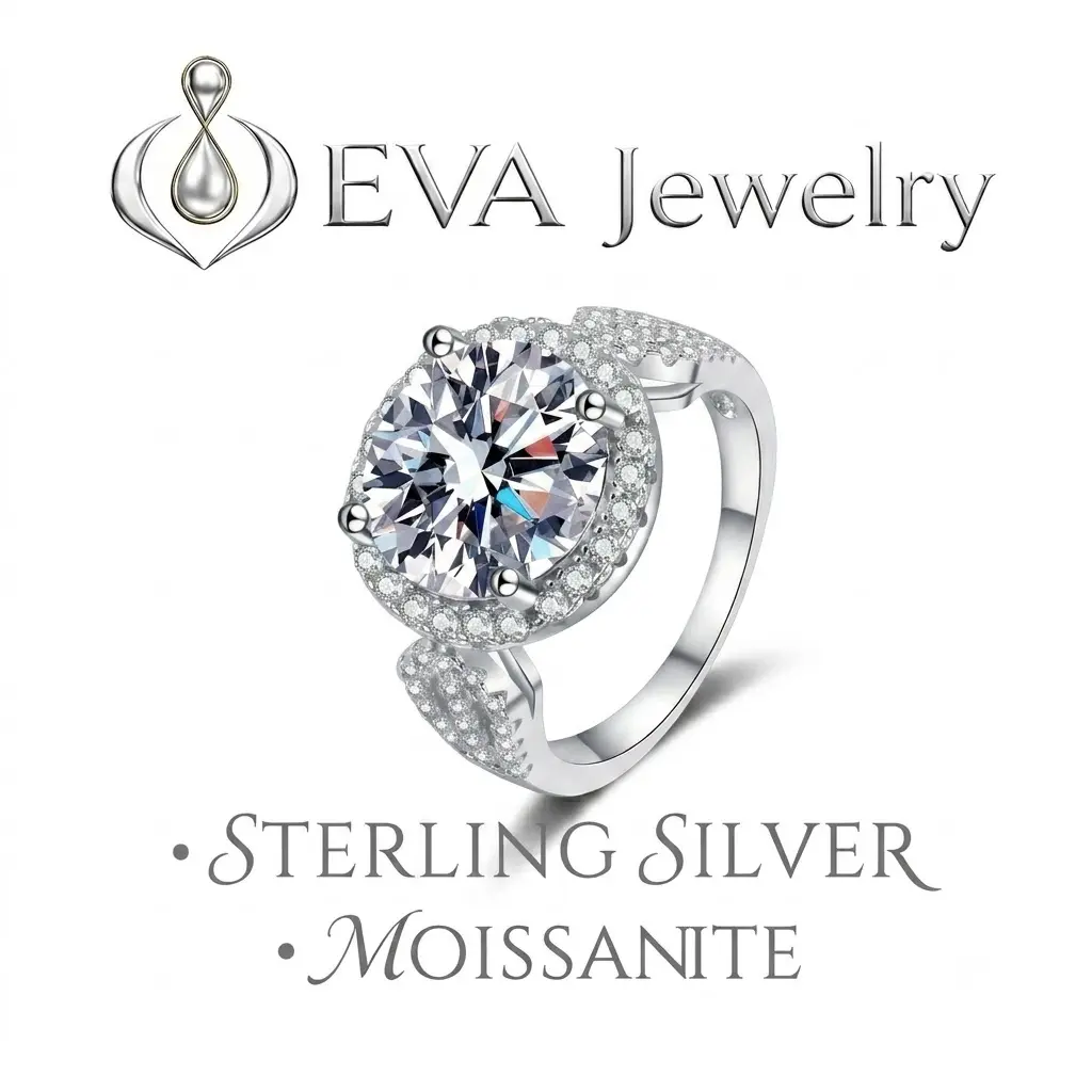[EVA Jewelry] Engagement Ring 5CT 925 Sterling Silver Synthetic Moissanite Ring