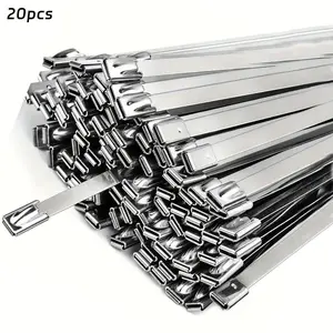 20 Heavy Duty Stainless Steel Cable Ties - Rust-resistant, multi-purpose self-locking cable ties for machinery, vehicles, exhaust wraps and outdoor use